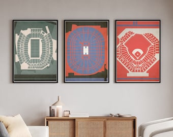 Philadelphia Sports Stadium Prints - Phillies, 76ers, Eagles Digital Download - Wall Art Decor - Set of 3 - Gift for Philly Fans