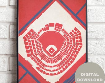Konsttryck av Busch Stadium-karta | St. Louis Cardinals baseboll (digital nedladdning)