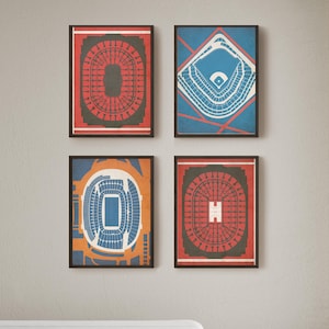 Chicago Sports Stadium Prints - Cubs, Bears, Blackhawks and Bulls Digital Download - Wall Art Decor - Set of 4 - Gift for Chicago Fans