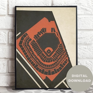 Oracle Park Stadium Print | San Francisco Giants Digital Map Poster | Modern MLB Wall Art | Bay Area Sports Decor | Printable Gift