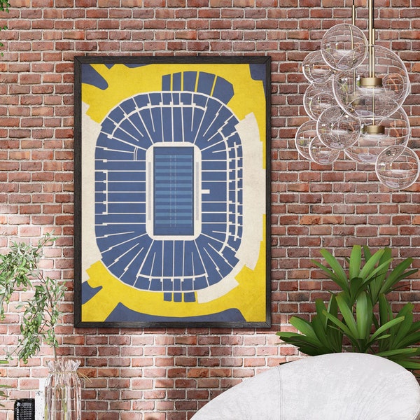 Abstract Sport Stadium Michigan University Art Print Colorful Digital Graphic Instant Download Wall Decor Sport Fan Gift Vibrant Stadium Art