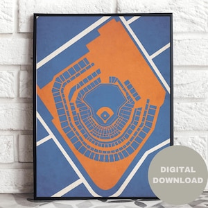 Citi Field Stadium Poster | New York Mets Digital Baseball Print | MLB Stadium Map Art | Queens Sports Decor | Printable Mets Gift