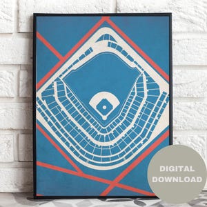 Wrigley Field Stadion Poster | Chicago Cubs Digital Baseball Poster | Vintage MLB Karte Kunst | Chicago Sport Dekor | Jungen Geschenk