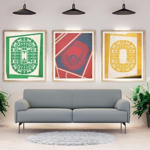 Boston Sports Stadium Prints - Celtics, Bruins, Red Sox Digital Download - Wall Art Decor - Set of 3 - Gift for Boston Fans