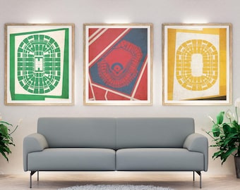 Láminas artísticas de estadios deportivos de Boston: Celtics, Bruins, Red Sox (Descarga digital)