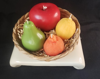 Apple, pear, lemon and mandarin fruit candles