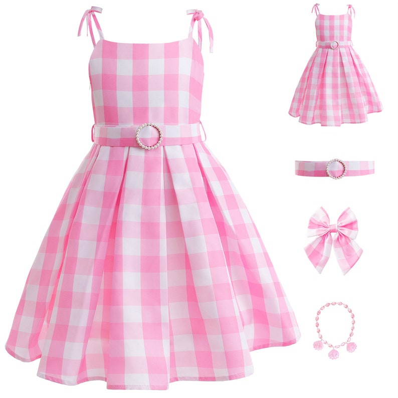 Barbie Pink Gingham Dress Pink Plaid Dress Barbie Costume - Etsy
