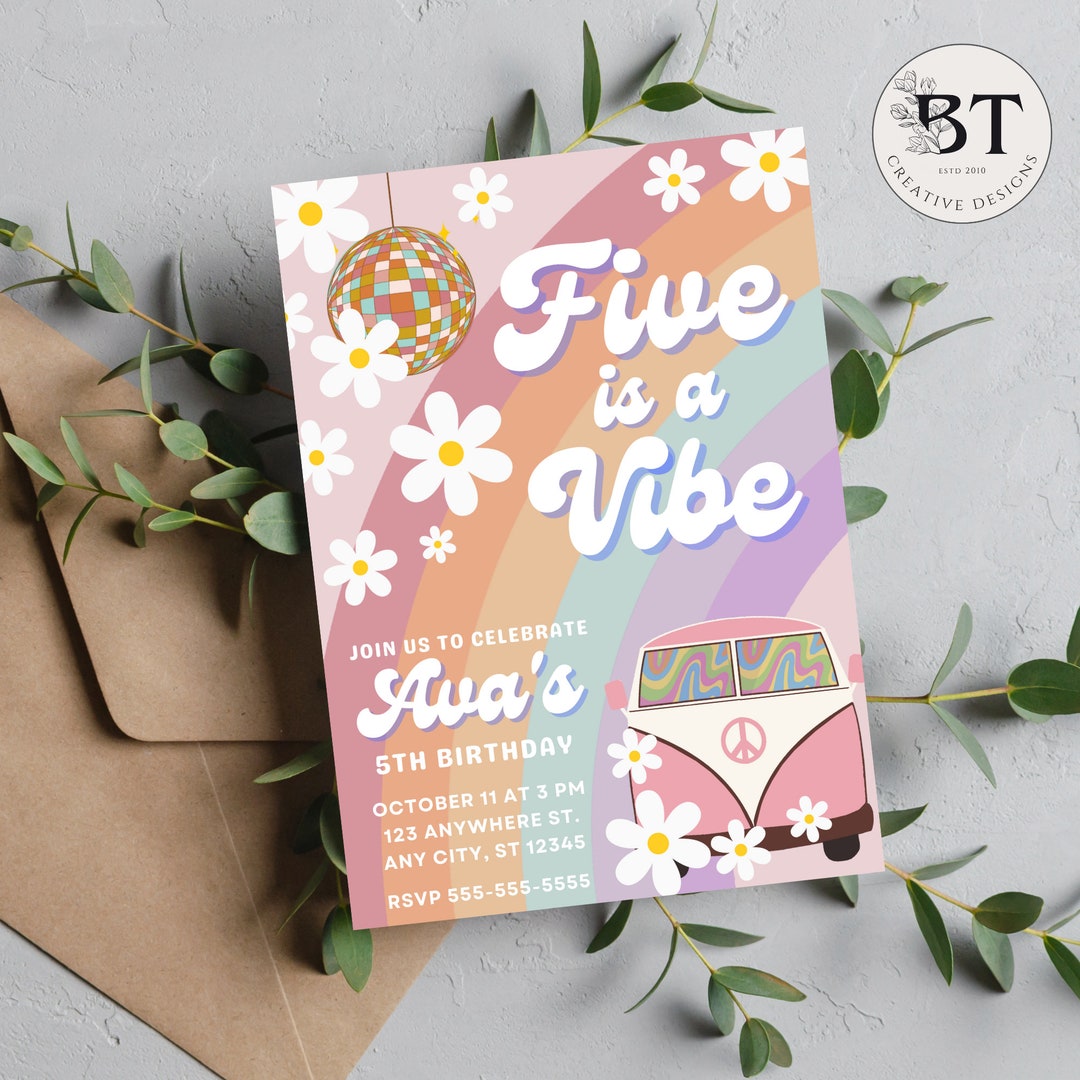 EDITABLE Five is a Vibe Birthday Party Invitation 5th Birthday - Etsy