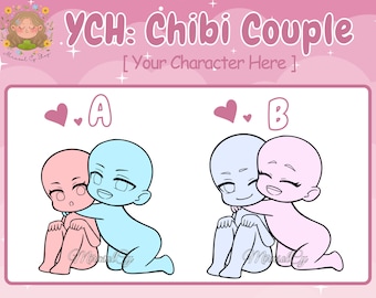 YCH Chibi Couple Art Commission, Kawaii Anime Art, Valentines Day Gift Idea, Custom Couple Cute Illustration, Portrait Commissions