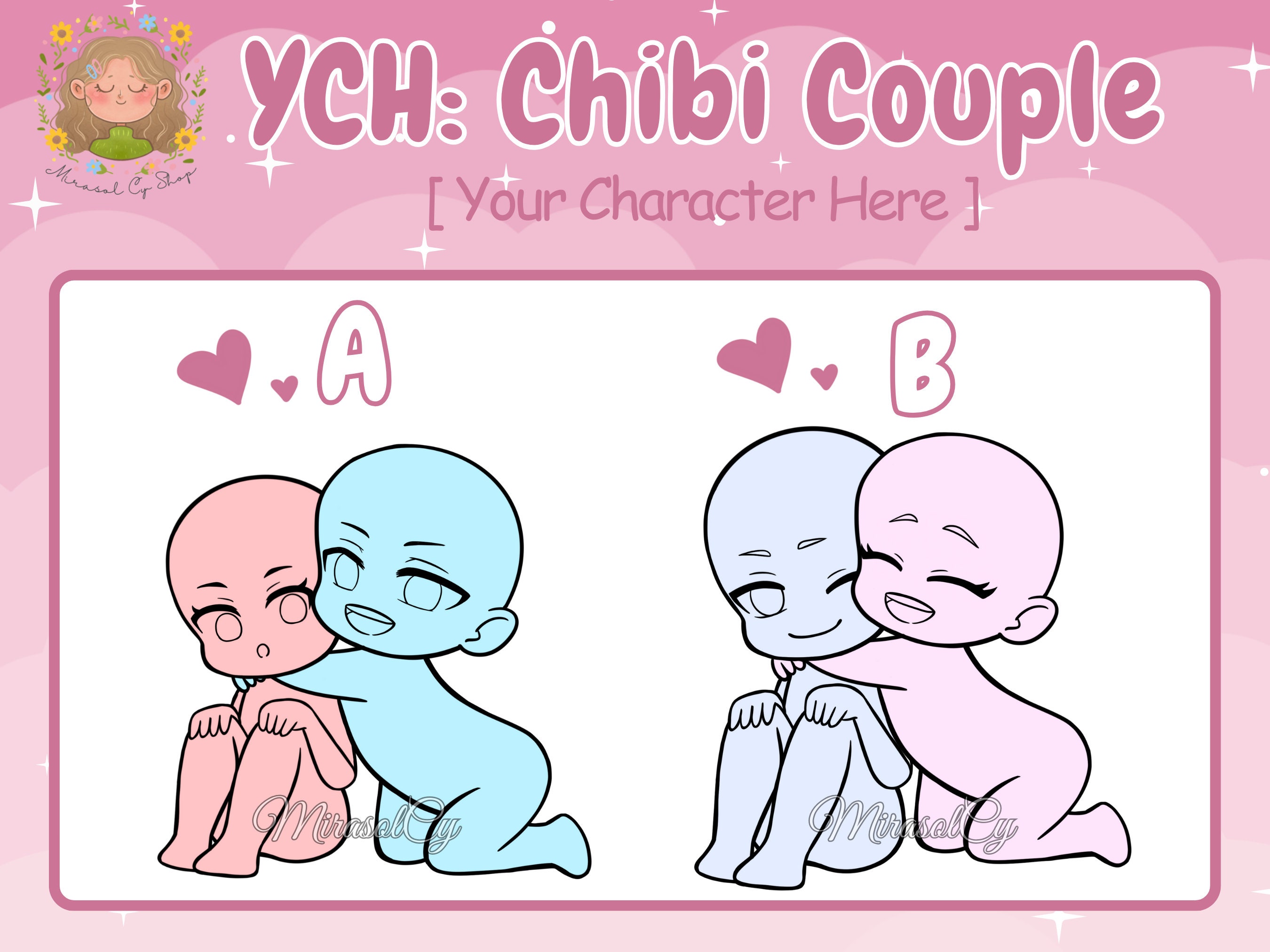 YCH Chibi Couple Art Commission, Kawaii Anime Art, Valentines Day Gift ...