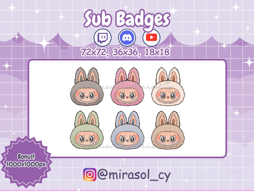 Labubu Sub Badges, Kawaii Monster Badges, Cute Bit Badges/channel ...