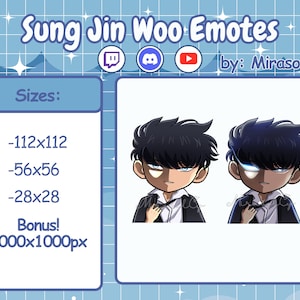 Sung Jin Woo Emotes | Solo leveling Twitch Discord Emotes | Solo Leveling digital stickers | Anime PNG clip art | Instant Download