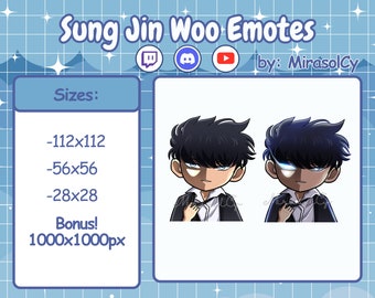 Emotes Sung Jin Woo | Émoticônes Discord Twitch de niveau solo | Stickers numériques Solo Leveling | Image clipart PNG animé | Téléchargement instantané