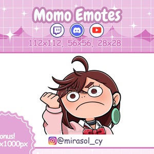 Wütende Momo Twitch, Discord, YouTube Emotes, lustige Anime Girl Emotes, Braune Haare Mädchen Emotes, Anime Girl Clipart PNG