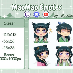 Mao Mao Emotes | The Apothecary Diaries Emote Pack | Kawaii Twitch Emotes | Chibi Anime Discord Emotes | Naklejki cyfrowe | Natychmiastowe pobieranie