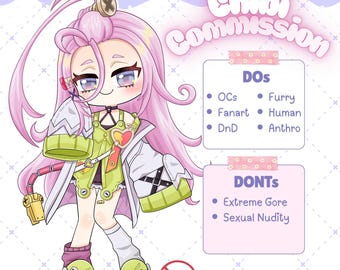 Custom Fullbody Chibi Anime Style Hand-Drawn Art Commission, Kawaii Chibi Art, Digital Illustration, No AI Artwork, Personalized Gift