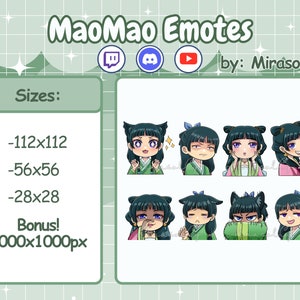 Mao Mao Emotes | The Apothecary Diaries Emote Pack | Kawaii Twitch Emotes | Chibi Anime Discord Emotes | Digital Stickers | Instant Download