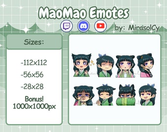 Mao Mao Emotes | The Apothecary Diaries Emote Pack | Kawaii Twitch Emotes | Chibi Anime Discord Emotes | Digital Stickers | Instant Download