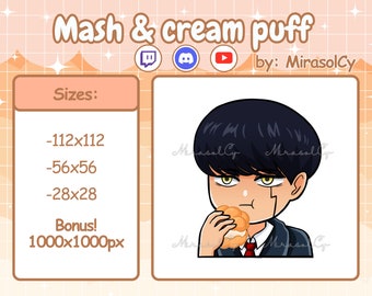 Mash Burnedead Discord Emotes | Mashle: Magic and Muscles Twitch Emote | Eating Bread Anime Guy Emotes | Kawaii Anime Digital Stickers |