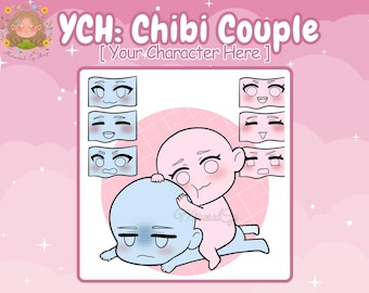 YCH Chibi Couple Art Commission, Kawaii Anime Art, Cute Custom Couple Illustration, Portrait Commissions