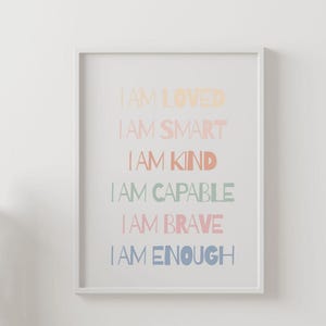 Affirmation Poster | Affirmations for Kids | Playroom Poster | Pastel Affirmation Print | Calming Corner | Mindfulness Practice