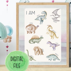 Dinosaur Affirmation Poster | Kids Affirmations | Dinosaur Wall Art | Nursery Decor | Boys Room Decor