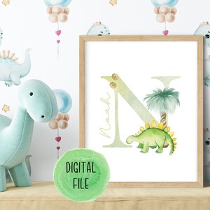 Custom Dinosaur Name Print | Nursery Wall Art | Dinosaur Print | Name Letter Print | Dinosaur Wall Art