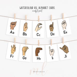 Tarjetas didácticas del alfabeto ASL / Aprenda el lenguaje de señas / Descarga digital