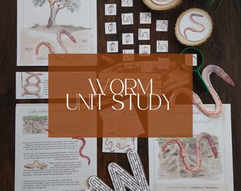 Worm Unit Study Printable Pack: Earthworm Anatomy, Life Cycle Worksheets (Ages 4-12)