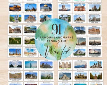 Famous Landmarks Flashcards: World Geography Learning Cards (Printable)