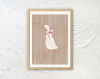Vintage Watercolor Goose Wall Art | Digital Download | Nursery Print