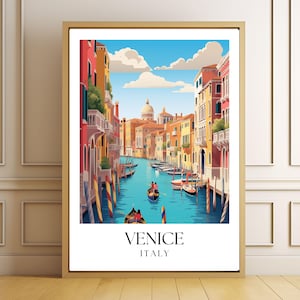 Stampa digitale di Venezia / Poster di viaggio in Italia / Arte murale mediterranea / Opere d&#39;arte di paesaggi urbani costieri / Decorazioni italiane