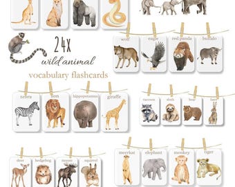 Wild Animal Flashcards | Montessori Vocabulary Cards for Toddlers & Preschool | Animal Learning Cards | Educational Nature Printables