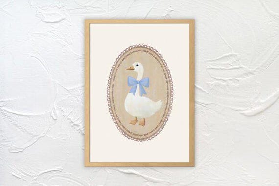 Silly Goose Digital Print | Vintage Farmhouse Nursery Art | Cottagecore Baby Room Decor | Instant Download