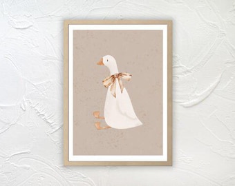 Vintage Watercolor Goose Wall Art | Digital Download | Nursery Decor