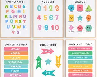 Pósteres educativos para niños / Decoración de aulas Montessori / Imprimibles de aprendizaje para preescolares y niños pequeños