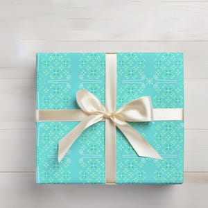 Blue and Green Floral Wrapping Paper, Floral Gift Wrap, Quality All Occasion Gift Sheets {Birthday, Mother&#39;s Day, Bachelorette}