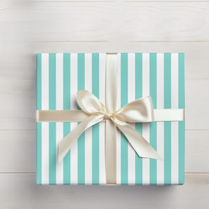 Robin Egg Blue and White Striped Wrapping Paper, Striped Gift Wrap, Quality All Occasion Gift Sheets {Mother’s Day, Birthday, Baby Shower}