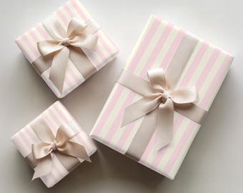 Light Pink and Cream Striped Wrapping Paper, Delicate Gift Wrap Sheets for Wedding Mother’s Day Wedding Birthday "Creamsicle Stripe"