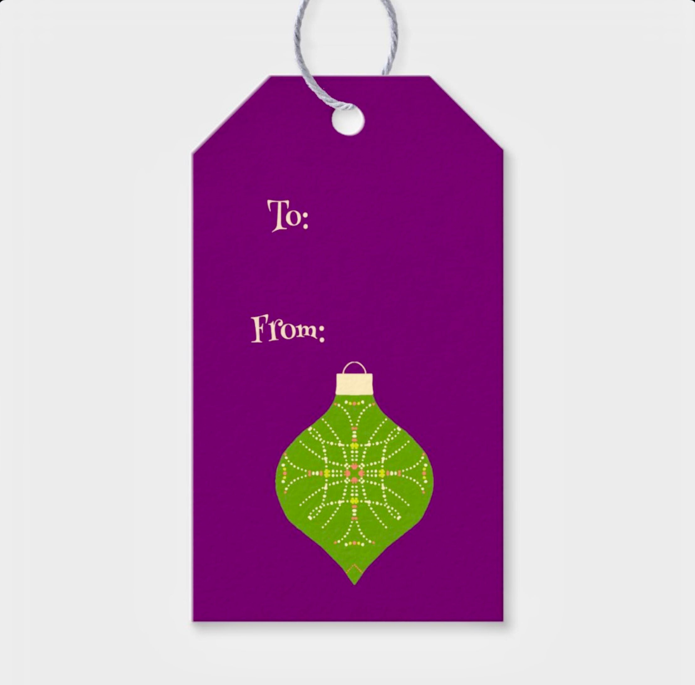 Christmas Gift Tags Set of 10 Purple Green Christmas Ornament