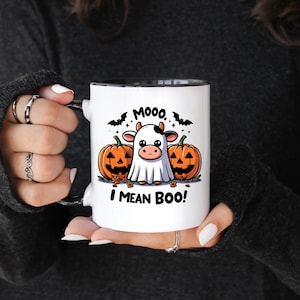 Funny Cow Halloween Mug, Halloween Funny Mug, Halloween Funny Coffee Cup, Halloween Mug Gifts For Women, Humor Coffee Mug Cup, Pumpkin Mug