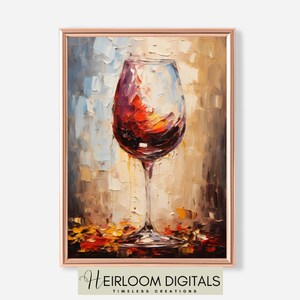 Impasto Neutral Abstract Wine Art DIGITAL Wine Sign Wine Illustration Print Bar Cart Decorations Digital Art Bar Restaurant Decor