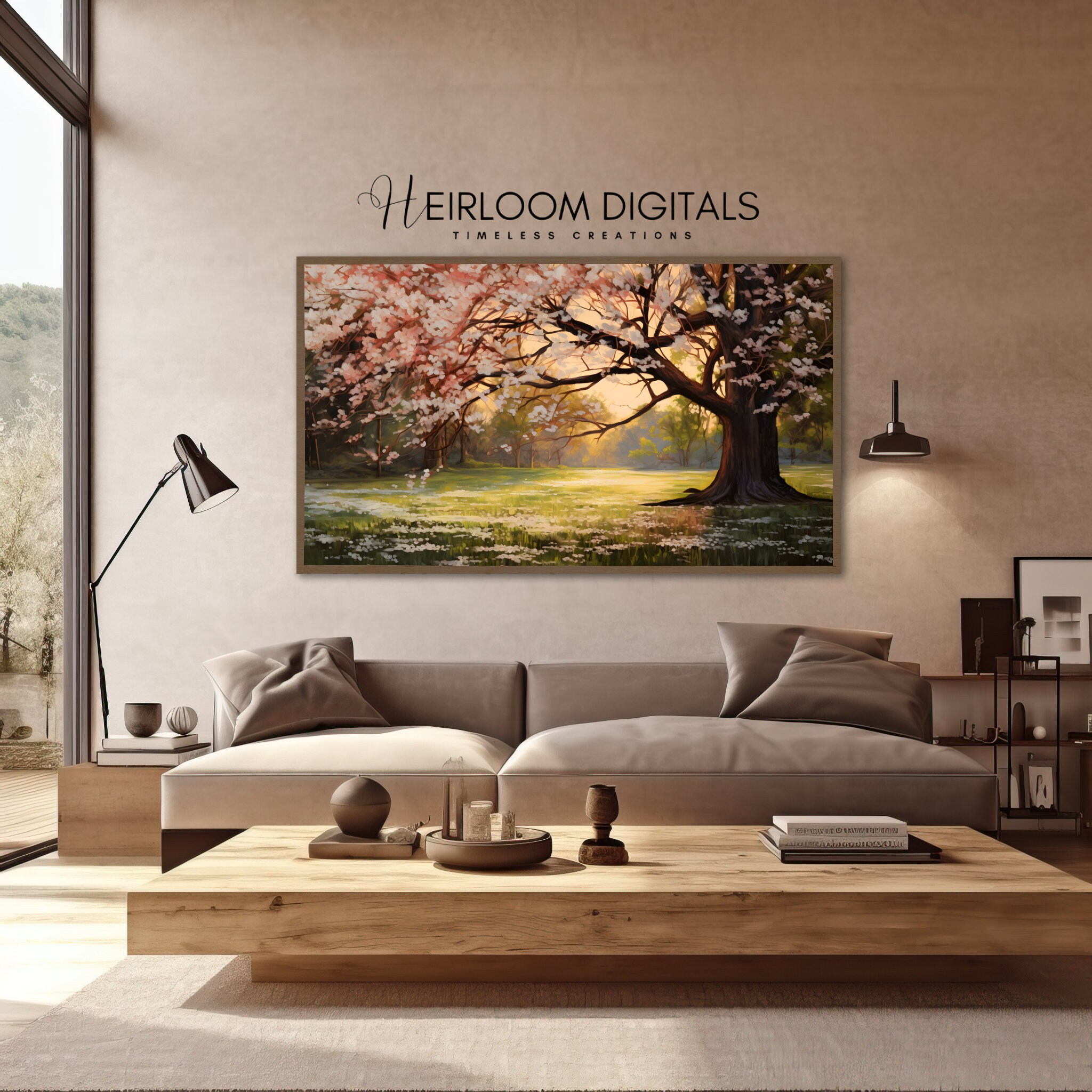 Spring Tv Background Spring TV Frame Art DIGITAL Download Frame TV Vintage Spring Oil ...