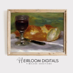 Bar Cart Art Still Life Peinture à l’huile DIGITAL Art Print, vintage Fine Art Still Life, Wine Country Decor Téléchargement instantané Bar Cart Wall Art