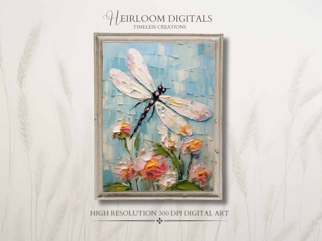 Impasto Oil Painting of Dragonfly DIGITAL Print of Dragon Fly Wall Art ...
