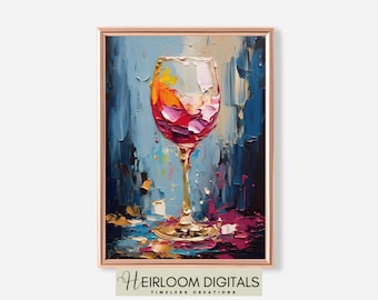 Impasto Abstract Wine Art DIGITAL Wine Sign Wine Illustration Print Bar Cart Art Bar Cart Decorations Digital Art For Bar Restaurant Decor