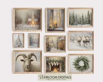Nordic Christmas Gallery Set van 10 Nordic Wall Art Scandinavische kerst Digitale downloads Scandinavische Decor Nordic kerstprints