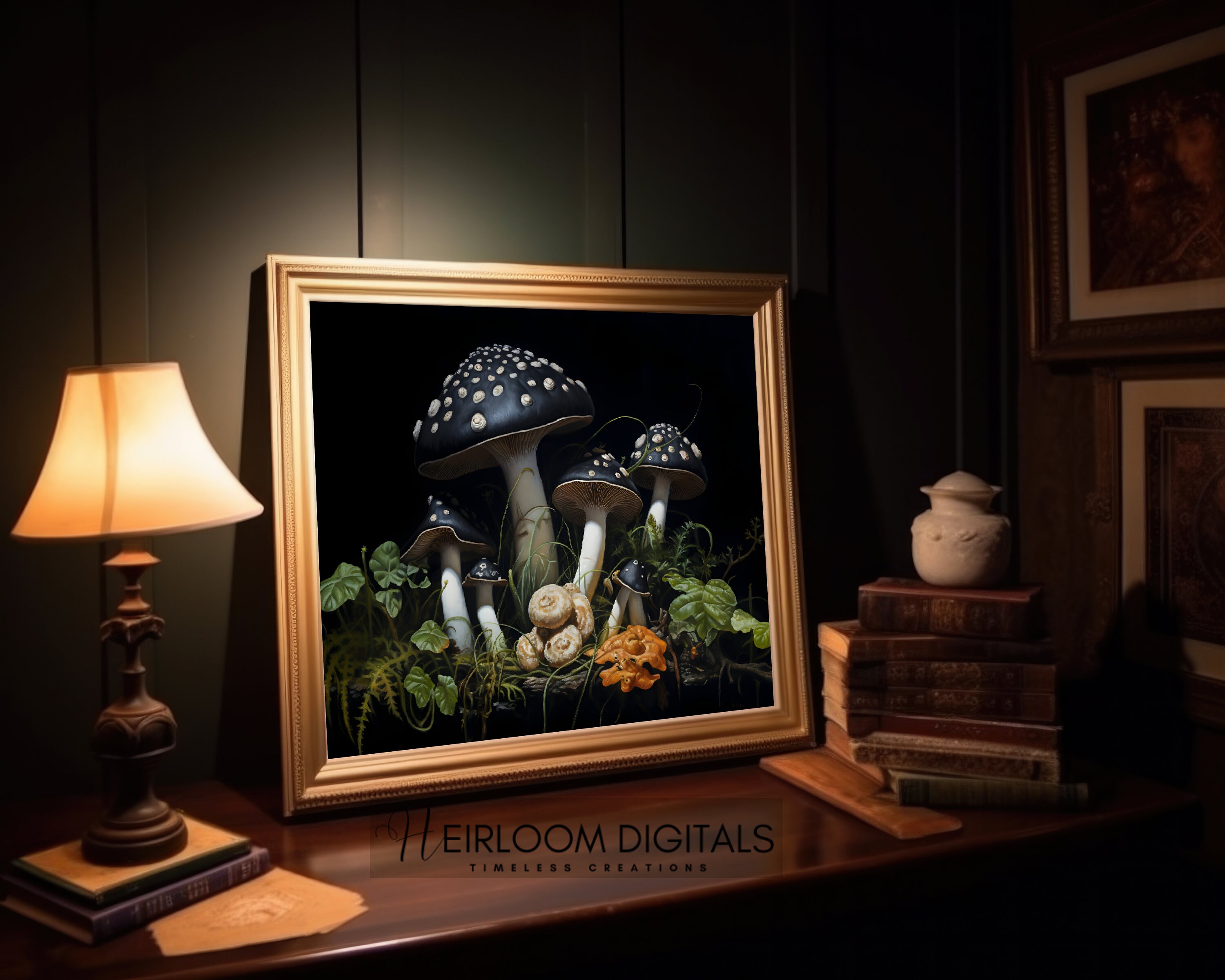 Dark Cottagecore Decor Gallery Set of 9 DIGITAL Prints Moody Dark Foral ...