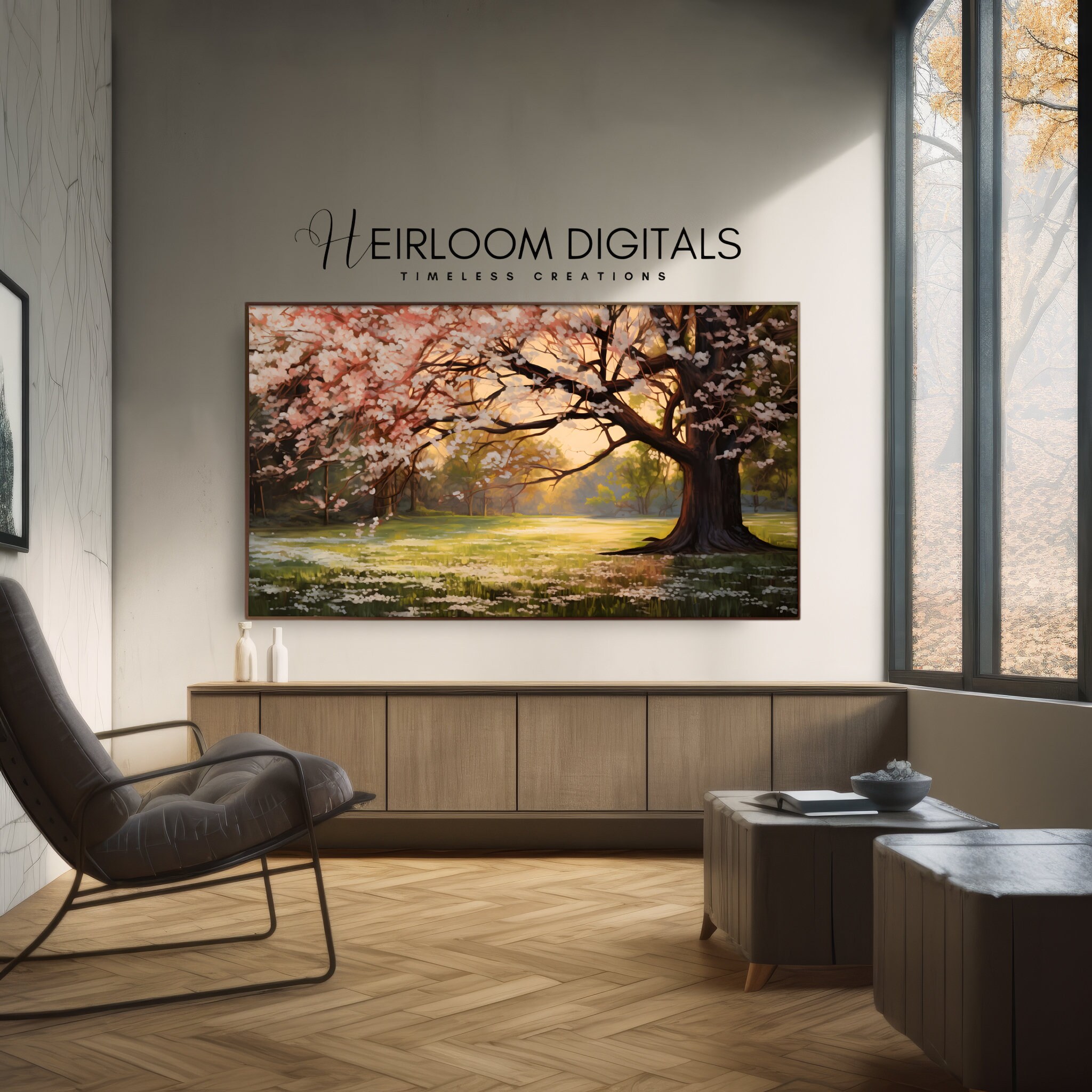 Spring Tv Background Spring TV Frame Art DIGITAL Download Frame TV Vintage Spring Oil ...
