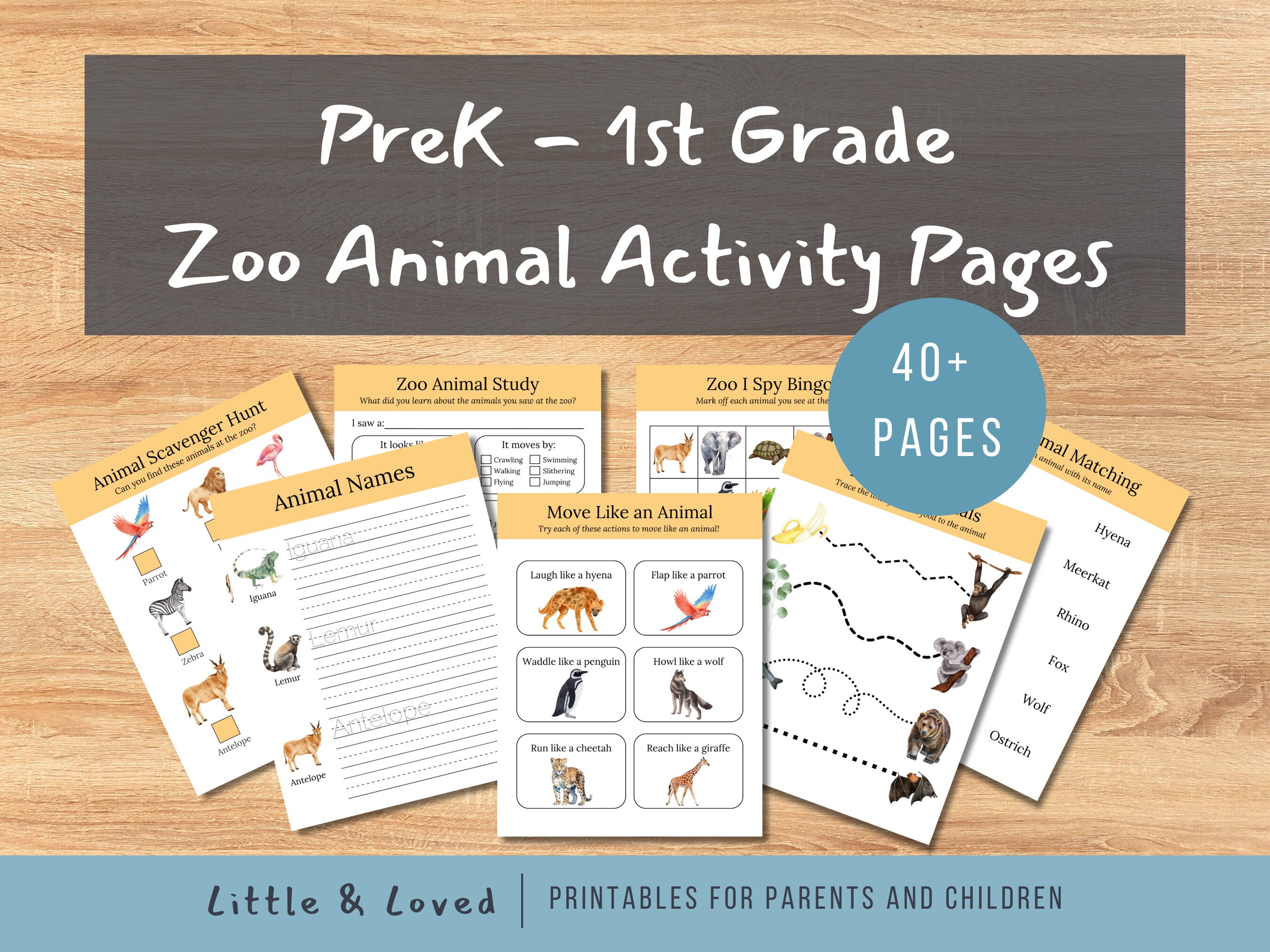 Zoo Animal Themed Worksheets and Activities for Preschoolers
